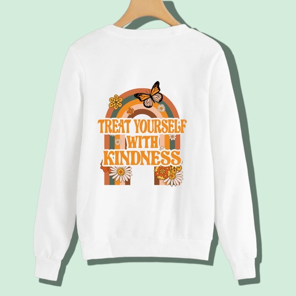 Treat Yourself With Kindness “babe” mental health crewneck sweatshirt medium - Picture 6 of 11